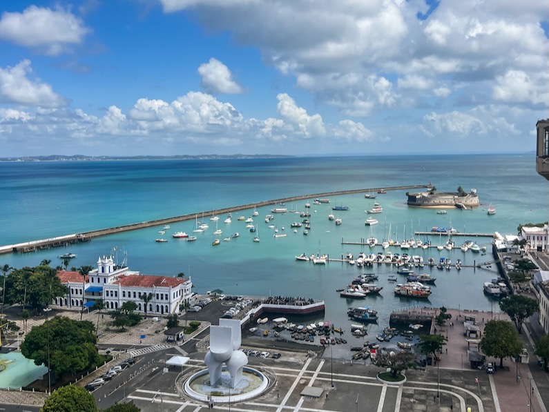 View of the Bay of All Saints in Salvador, Brazil near the Elevador Lacerda