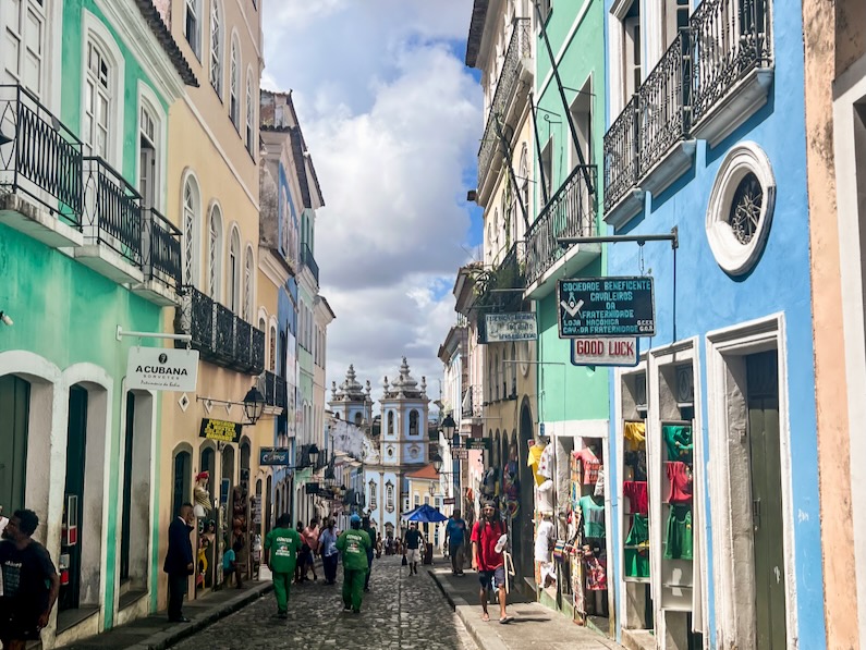 Busy street in Salvador's Pelourinho Neighborhood