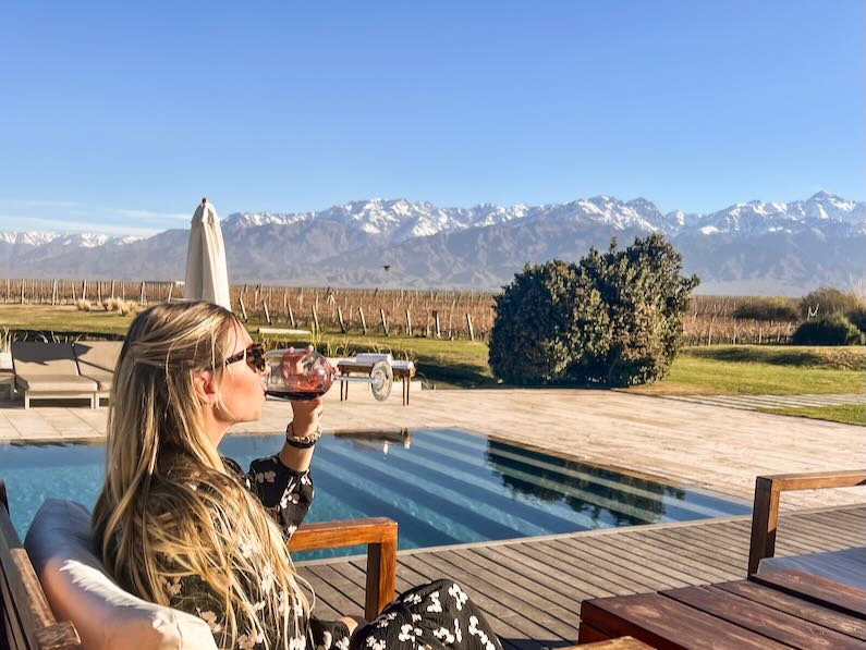 Sipping wine at Siete Fuegos in the Uco Valley of Mendoza