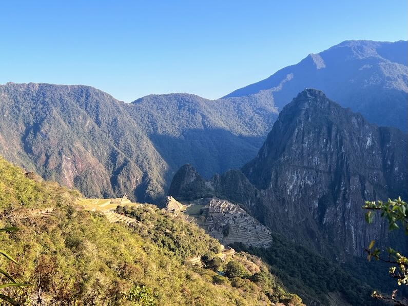 Views approaching Machu Picchu from the Sun Gate