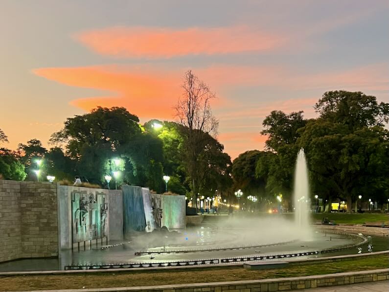 Water fountains in Plaza Independencia in Mendoza