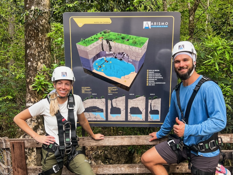 Rappelling at the Abismo Anhumas in Bonito, Brazil