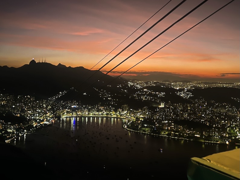 Night sky over rio from Sugarloaf Mountain