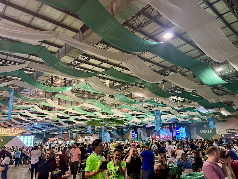 The huge dance halls at Oktoberfest in Blumenau, Brazil