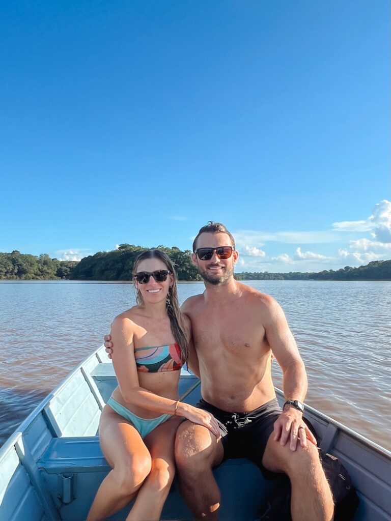 Swimming in Juma Lake in the Brazilian Amazon