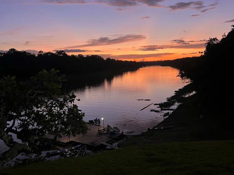 Sunset on the Moramí River in the Amazon