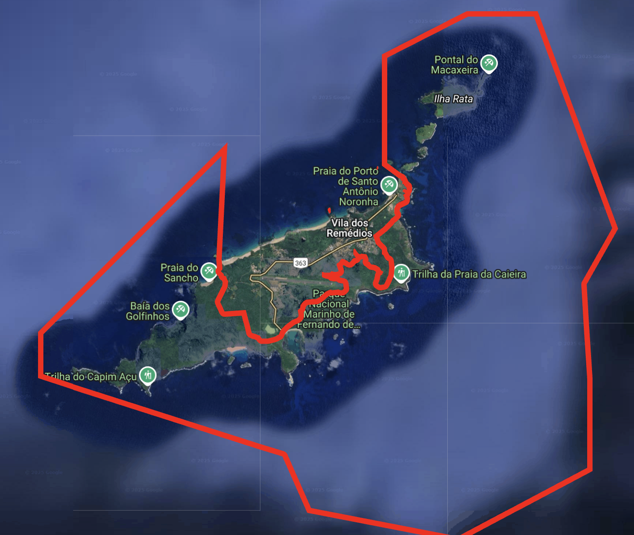 National Park limits in Noronha