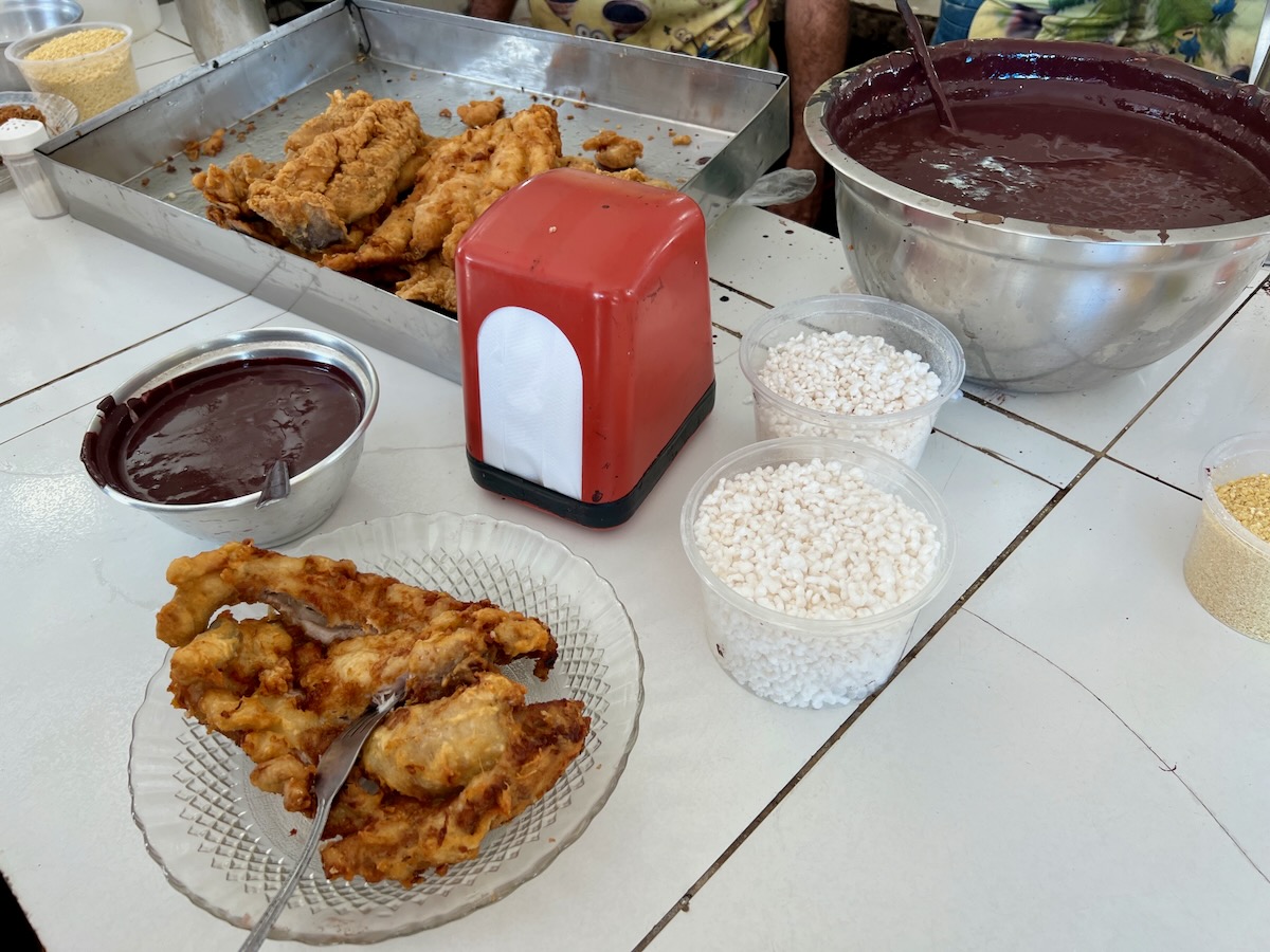 Belem, Brazil acai and fried fish 